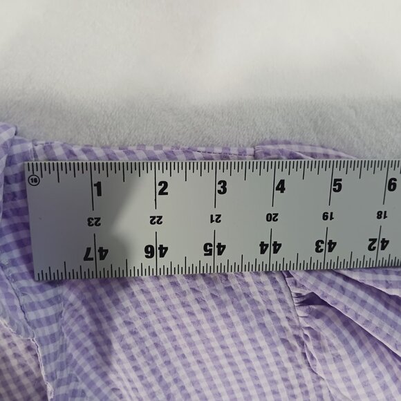 Zara, Lavender & White Gingham Check Crop Top, Long Sleeve, Renaissance, Peasant - Picture 11 of 14